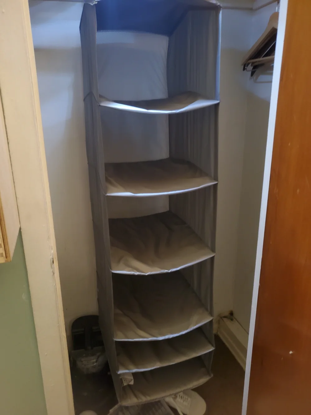 Gray Hanging Closet Organizer - 7-Shelf Vertical Storage
